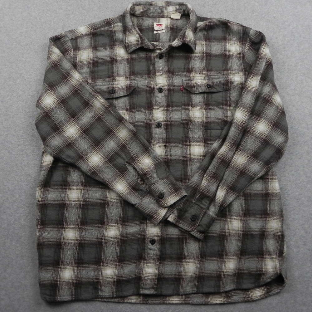 Levi's Flannel Shirt Mens XL Relaxed Fit Utility Pocket Button Up Long Sleeve